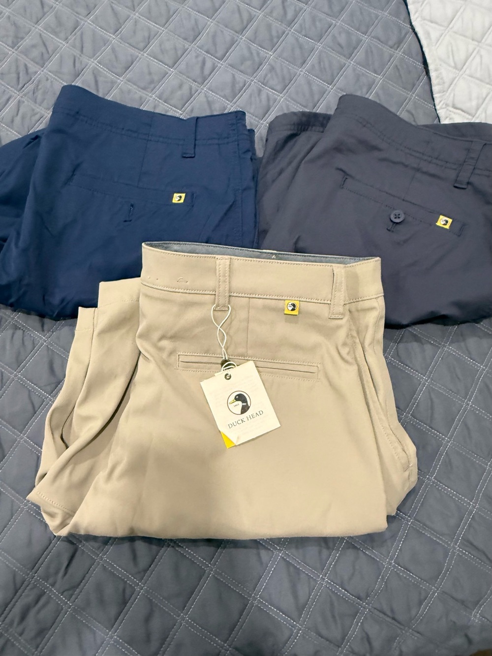 Duck Head Men’s Performance Short Trio — Tan, Navy & Gray